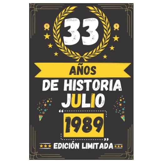 CUADERNO, 33 AÑOS DE HISTORIA JULIO 1989 EDICIÓN LIMITADA: Regalo de 33 cumpleaños para mujeres y hombres, ideas de 33 cumpleaños... un cumpleaños... ... regalo de 33 cumpleaños para él/ella.
