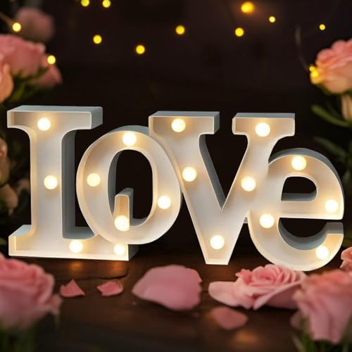 Bright Zeal 16" x 7" Large LOVE Bedroom Decor Lights LED Marquee ...