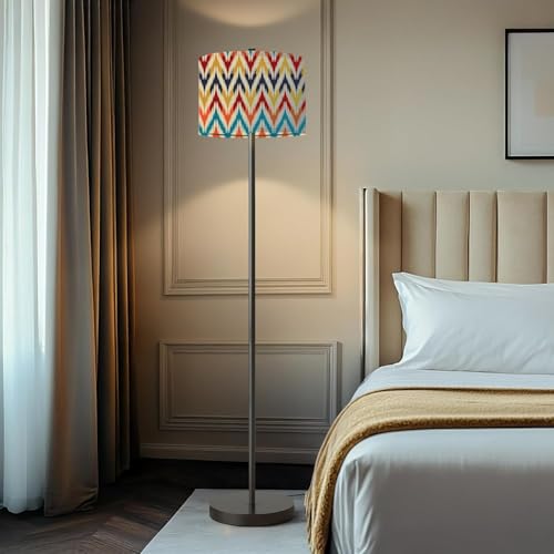 Image of TEKCOOL Industries Floor Lamp for Living Room with 3 Shelves Decorative Metal Floor Lamp Standing Home Decoration Floor JuteLamp Shade Reading for Bedroom, Office,Kitchen (A5)