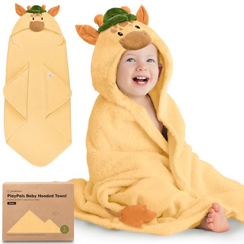 Image of KeaBabies Organic Baby Towel with Hood for Girls, Boys, Soft (Gigi) | Absorbent 100% Cotton Hooded Baby Towels for Newborns, Infants, Large Hooded Bath Towels for Babies, Kids, Toddler 1-3
