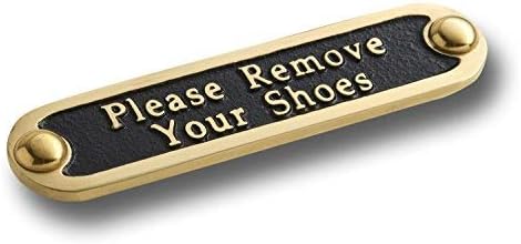 The Metal Foundry (Please Remove Your Shoes) - Please Remove Your Shoes Brass Door Sign. Traditional Style Home Decor Wall Plaque Handmade UK.