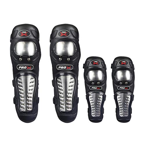 Genouillères moto AKT Pro anti-chute : kit 4 pièces en acier pour vélo et cross