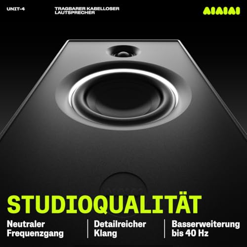AIAIAI Unit-4 Wireless+ tragbarer, kabelloser Lautsprecher mit unkomprimiertem Audio mit extrem geringer Latenz, über 20 Stunden Wiedergabezeit, Bluetooth (Einzelgerät)