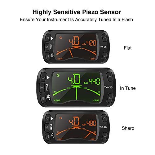 Lekato Guitar Tuner Clip On Metronome Tuner Tone Generator 3 In 1 Multifunction Portable For All Instruments, Bass, Chromatic, Instruments, Violin And Ukulele (Battery Clipped On The Silicone Pad) #TOP3