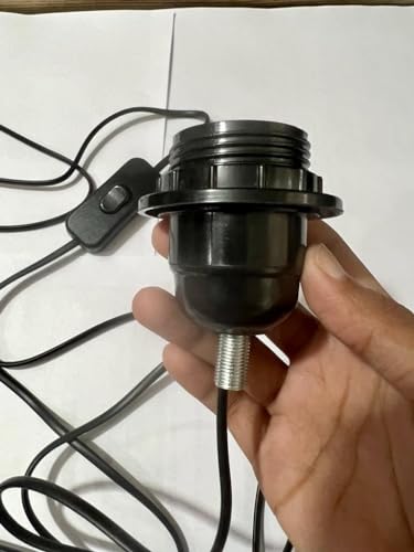 Image of E27 2-Pin Plug-In Light Fitting Hanging lantern cord with Switch & vintage Edison Buld Holder Socket, Black, 2 m Long Flexible Power Cable for Multipurpose Uses