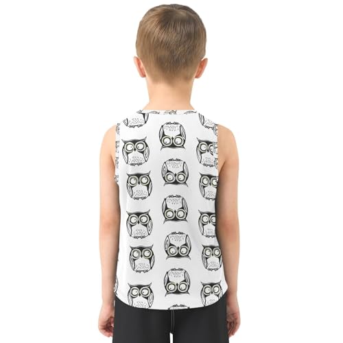 J JOYSAY Owl Black White Boys Tank Top Sleeveless Muscle Shirts Quick Dry Kids T-Shirts 3-15T3