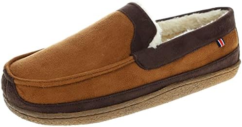 IZOD Men's Memory Foam Slipper, Classic Two-Tone Moccasin, (X-Large / 11-12, Tan)