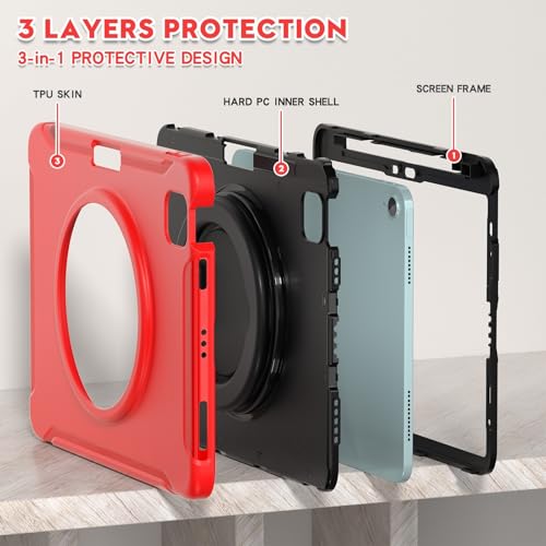 Étui iPad Pro 11 coque de protection hybride antichoc support rouge - 5