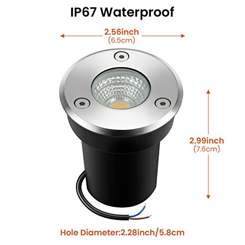 Landscape Lighting LED Well Lights with Connectors 6W Ground Lights IP67 Waterproof Warm White 12V-24V Low Voltage for Driveway, Deck, Step, Garden Outdoor Lighting(8Pack with Connectors)