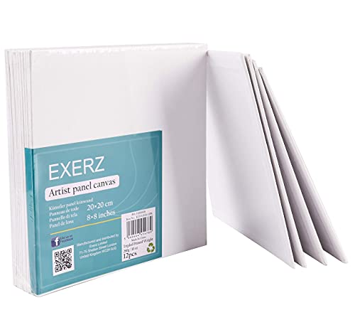 Miniatura 9 de Exerz 20x20cm Paneles De Lienzos 12 Piezas Para Pintar Cuadros 280gsm 0,3 Cm De Espesor 100 Algodón Blanco Triple Preparado Libre De Acido Hebra Media - Acrílicos Óleo