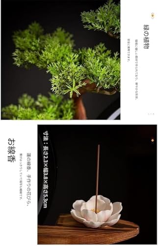 Vzfv 禅仏飾り LEDライト付き 人工屋内盆栽 家の装飾ギフト リビングルーム玄関オフィス向け リアルな偽植物 クリエイティブランプリング 白磁仏松葉ボンサイ [並行輸入品] (シングルラウンドランプリング 松葉シート) [3]