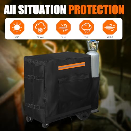 Welding Cart Cover Suitable for Tig Mig Cart & Plasma Cutter, 600D Waterproof Welding Machine Cover with Zipper (39.4\'\'Lx39.4\'\'Hx19.7\'\'W) - Thumbnail 6