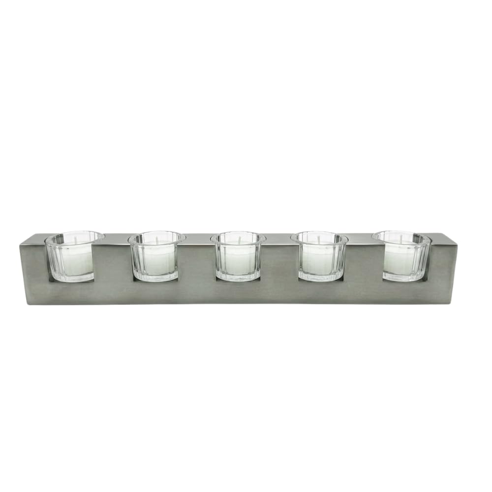Straits Silver 5 Glass Cup Tealight Holder from B&Q