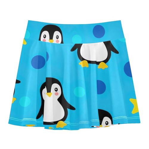 Athletic Shorts for Girls Skorts Toddlers Tennis Skirts Cheer School Skirt Cute Cartoon Penguins Blue 3t