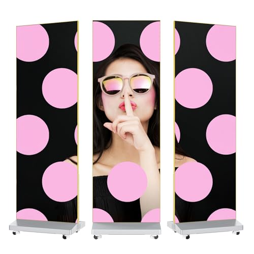 Image of MWE 80 inch P1.86 Spliceable LED Screen with Flight Case, Foldable LED Digital Signage Advertising Displays Kiosk with Publishing System, Portable Digital Poster for Events and Rentals (2 Panels), Silver