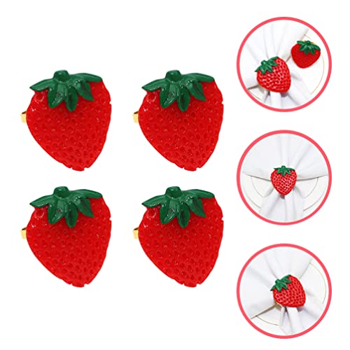 Alloy Napkin Ring Strawberry Napkin Buckle Metal Fruit Serviette Buckles Holder Napkin Clamp Clip For Hawaii Party Holiday Banquet Wedding Decor 4Pcs #TOP1