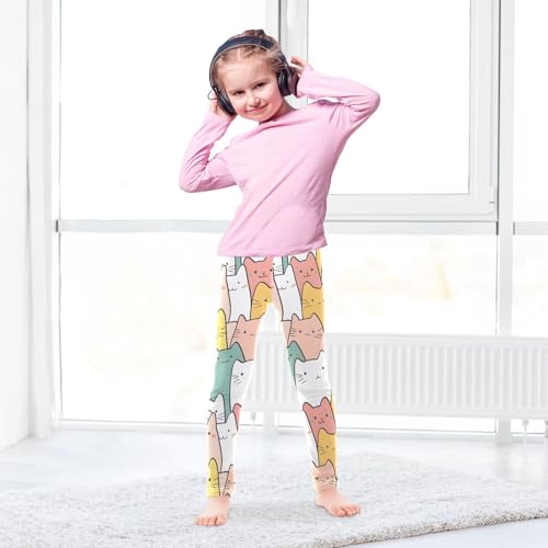 ALAZA Girls' Leggings Children's Yoga Pants Skinny Printed Dance Japanese Cat Comfortable 4T3