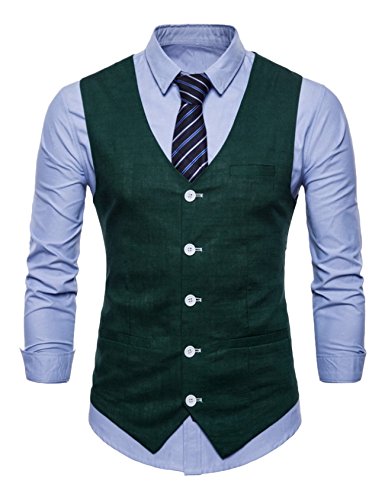 Gilet de mariage pour hommes en lin avec bouton simple boutonnage
