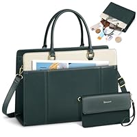 RAINSMORE Laptop Bags for Women 15.6 Inch Ladies Work Bag with Clutch Large Laptop Tote Bags with Compartments PU Leather Handbag for Business Office School Green