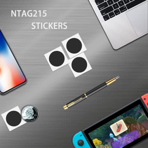 Image of 10 pcs NFC Stickers NFC Tags Black NTAG215, BABIQT Rewritable NFC 215 Tag Round NFC Labels 25mm (1 inch) NFC Chip Compatible with iOS TagMo and All NFC-Enabled Devices