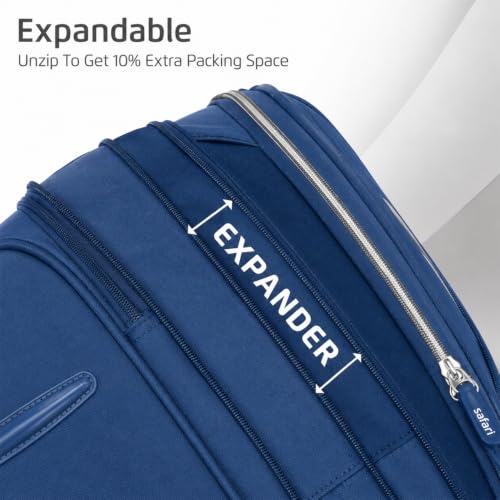 Image of Safari Swift Neo Set of 3 Cabin, Medium & Large Soft Luggage Trolley Bag with Dual Wheels, Polyester, Expandable, 8 Wheels, Travel Bag, Suitcase for Travel, Trolley Bags for Travel, Blue