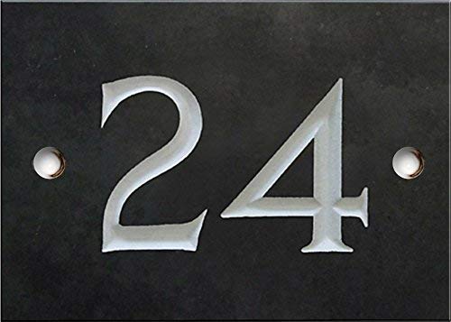 Engraved Slate House Number Sign - 1 to 99 (Select Your Number here) - Number 24 (Same Day Dispatch by 1st Class Post!!!) — image 1