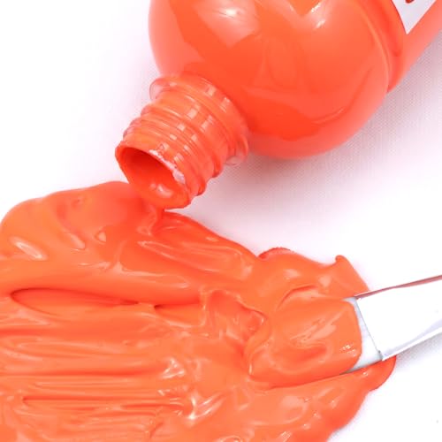 Image of Artecho Orange Glow in the Dark Acrylic Paint 500ml / 17oz Large Bottle | Semi Glossy Finish, High Pigment Rich Color Craft Paint for Canvas, Rocks, Wood, Fabric, Ceramic, Non-Toxic