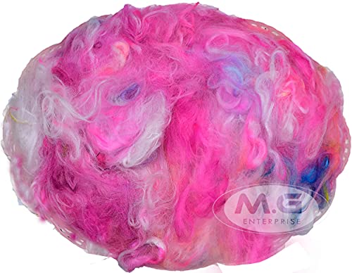 Image of M.G Enterprise Merino Felting Wool Roving Pink Rainbow 40 gm Each. Best Used with Felt Needles, Needle Felting Pad,Wet Felting, Good for Felted Characters Making, Blending and Weaving.