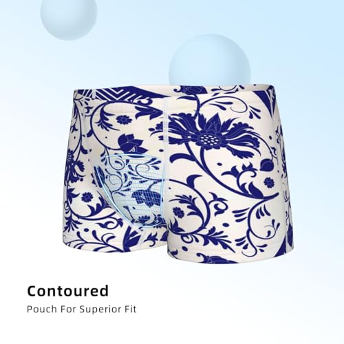 Boys' Cotton Boxer Brief Soft Underwear-Blue And White Porcelain Pattern4