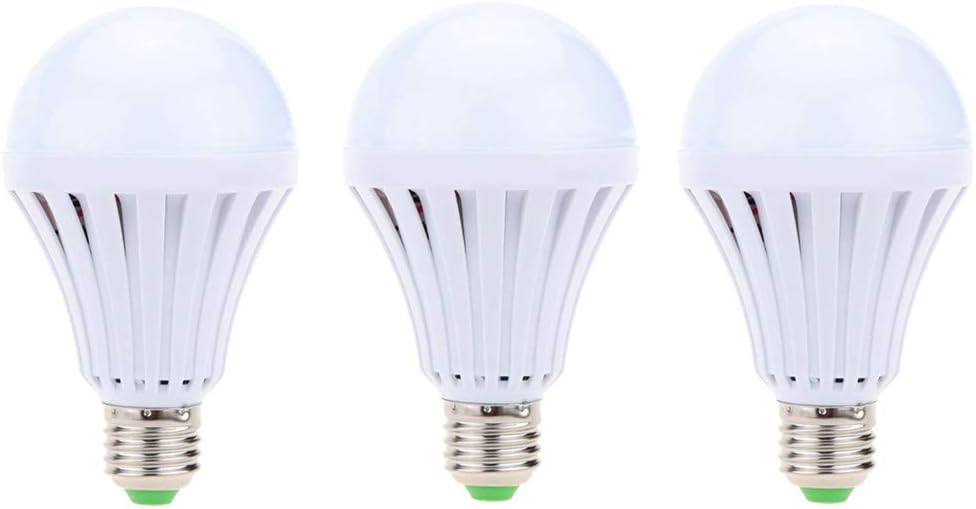 Emergency Light 3 Pack 5W White Bulb Emergency LED Light Bulb 120V E26/E27 Emergency Lamps(Still Work After Power Outage) Human Body Induction Rechargable Light Household Lighting