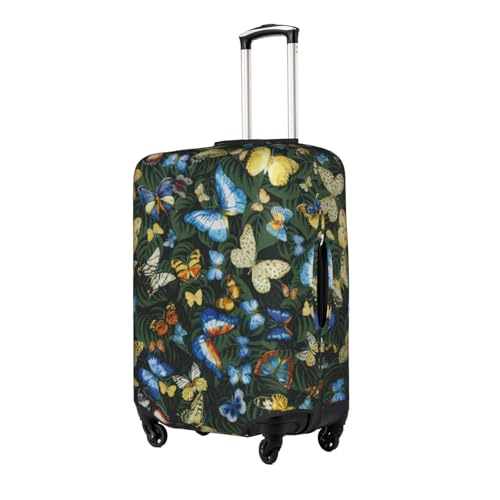 Green Leaf Colorful Butterfly Print Suitcase Protector Dust-Proof Case Men Women Travel Fits 18-32 Inch Luggage2