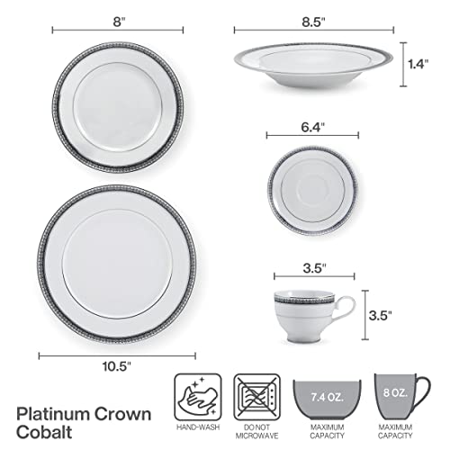 Image of Mikasa Platinum Crown Cobalt 40-Piece Dinnerware Set, Service for 8
