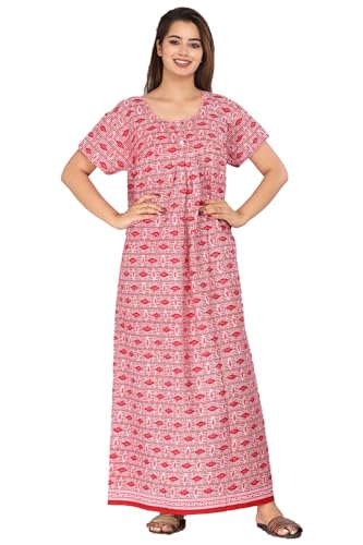 Image of Monique Brand 100% Pure Cotton Nighty for Woman | Floral Gown for Women Night Wear | Cotton Nighty for Women Stylish | Maxi for Women Cotton