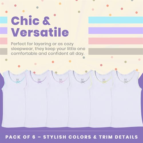 Buyless Fashion Girls Tank Tops - Sleeveless Cami Tanks Cotton Undershirts for Dance Gymnastics, Kids & Toddler Size (6 Pack)2