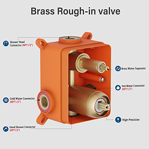 Shower System,Wall Mounted Shower Faucet Set For Bathroom, High Pressure 10" Rain Shower Head With 5-Setting Handheld Shower Head,Brushed Gold #TOP5