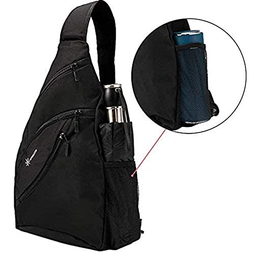 SUNSEATON Sling Bag, Sling Rucksack Wasserdicht, Gym Crossbody Bag, Schulterrucksack für Outdoor Wandern Camping (Schwarz)