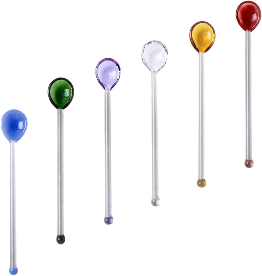 6pcs Iced Tea Spoon Coffee Spoon Glass Ice Cream Cocktail Stirring s Bar Swizzle Stick