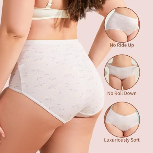 Image of Womens Underwear Pack,C Section High Waisted Tummy Control Moisture-Wicking Brief Underwear,plus size Panties 6Packs