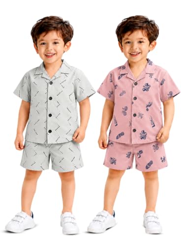 Image of 3BROS Baby Boys & Baby Girls Pure Cotton Clothing Set Casual Half Sleeves Shirt with Shorts Set For Boys & Girls