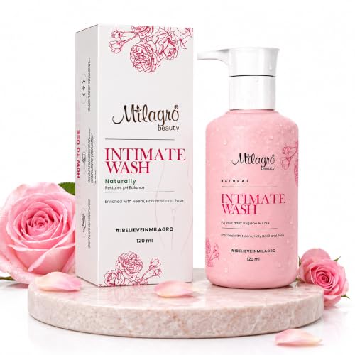Image of Milagro Beauty Natural Intimate Wash for Women - Gentle Feminine Hygiene Wash, pH-Balanced Formula, Soothes Itching & Dryness, Fights Odour, 100% Vegan & Paraben-Free, 120ml