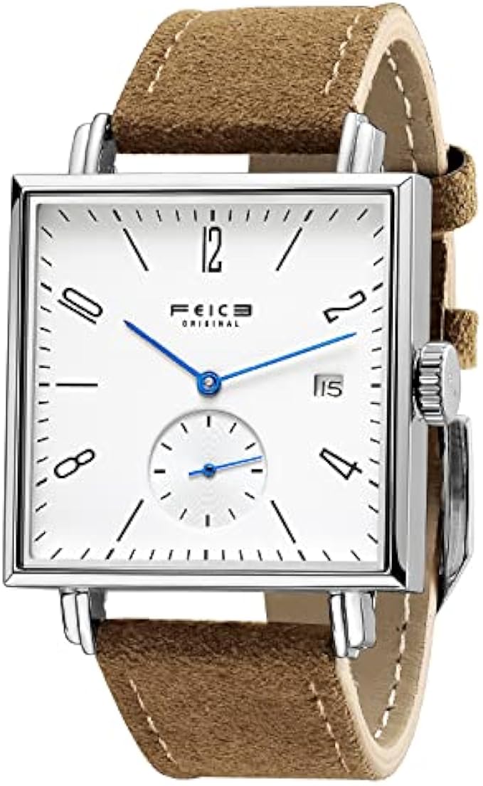 FEICE Unisex Square Watch Men's Bauhaus Automatic Watch Mechanical Watches Analog Wristwatch -Sapphire Mirror -34mm Case -FM301