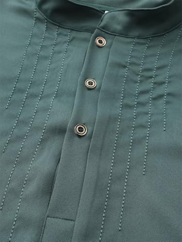 crazynekos Men's Muslim Outfit Set Long Sleeve Top Pants Suit African 2 Pcs Set Ethnic Style Traditional Tracksuit (Green,X-Large)4