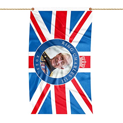 shifengzhou 2 Pcs Drapeau Britannique Charles III | Union Jack King Charles III Notre Nouveau Roi | Drapeau Britannique avec sa majesté Le Roi Roi Charles III décorations Britanniques pour Les fêtes Cover