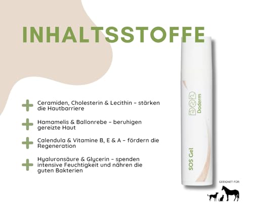 Doderm - SOS Hydro Repair Gel 15 ml - Gel für Hund, Katze und Pferd - für akute Hautprobleme, Juckreiz, Hot Spots, Sonnenbrand, Hautirrationen, Wunden, Kratzer, Allergie, Pflege