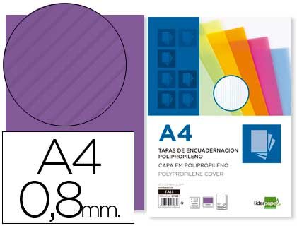 Liderpapel 64100 - Pack de 50 tapas de encuadernación polipropileno ondulado 0.8 mm, A4, color violeta