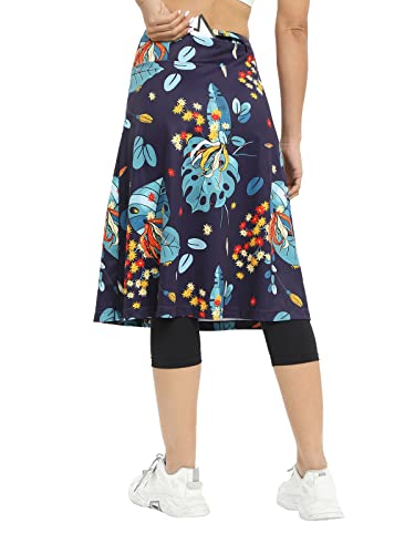 Grooree Womens Athletic Skirts Leggings 24" Midi Length Capris Modest Golf Skorts Workout Running Casual Tennis Uv Protection Skort With Pockets Colorful M #TOP1