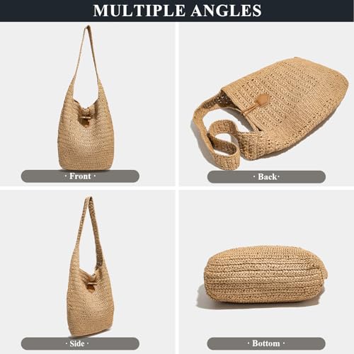Bolso Tote de paja para mujer verano playa miniatura 6