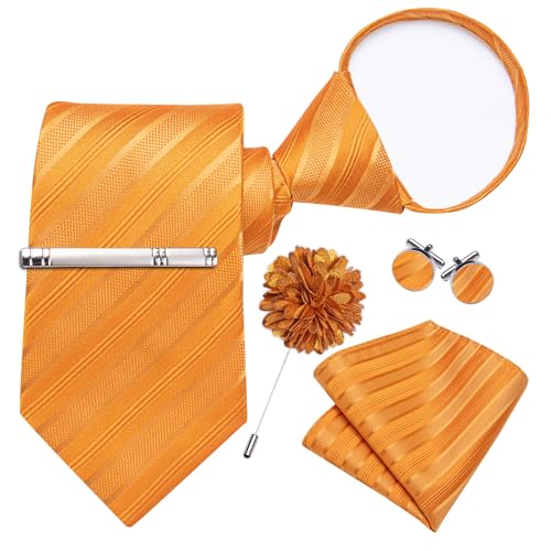 Image of DiBanGu Silk Pre-tied Ties for Men Formal Adjustable Necktie Set | 6PCS,Zipper Tie,Pocket Square,Cufflinks,Tie Clip & Lapel Pin,Wrinkle-Resistant,Premium Gift Box,Formal Business Wedding Party