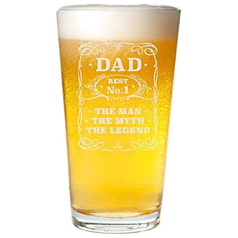 Veracco Best No.1 Dad The Man The Myth The Legend Funny Birthday Gift Fathers Day For Dad Grandpa Stepdad Pint Beer Glass (Clear, Glass) Cover