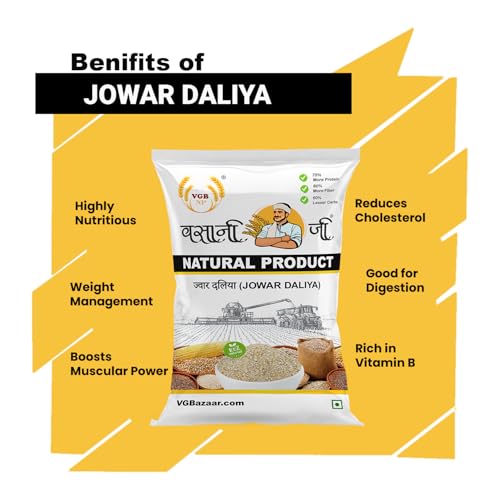 Image of Vasani G Jowar Daliya | Sorghum Millet Porridge | Great Millet Milo Dalia | Jola Jonna Cholam Jwari Juar Janha Jua Shalu Jovari Chari Cereal Porridge Broken Grain - 3kg